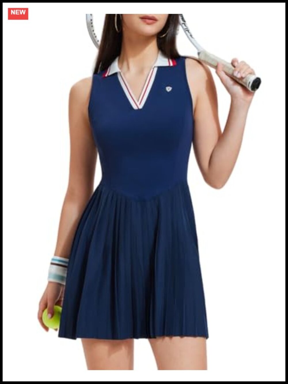 Women's Sleeveless Tennis Dress with Built-in Shorts Quick-Dry Athletic Golf
